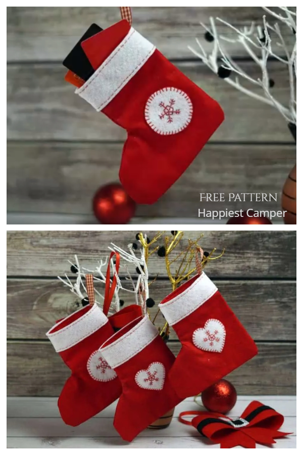 Mini Fabric Stocking Gift Card Holder Free Sewing Patterns