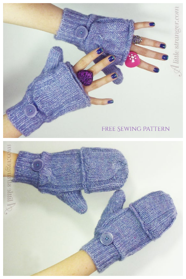 DIY Fabric Convertible Fingerless Mittens Free Sewing Patterns