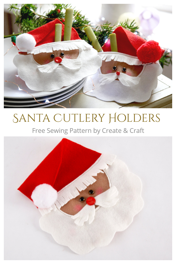 DIY Fabric Christmas Santa Cutlery Holders Free Sewing Patterns