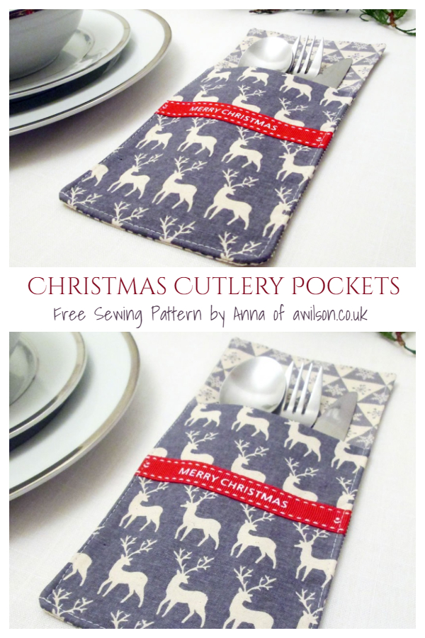 DIY Fabric Christmas Cutlery Pockets Free Sewing Patterns