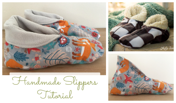 DIY Fabric Winter Slippers Free Sewing Patterns