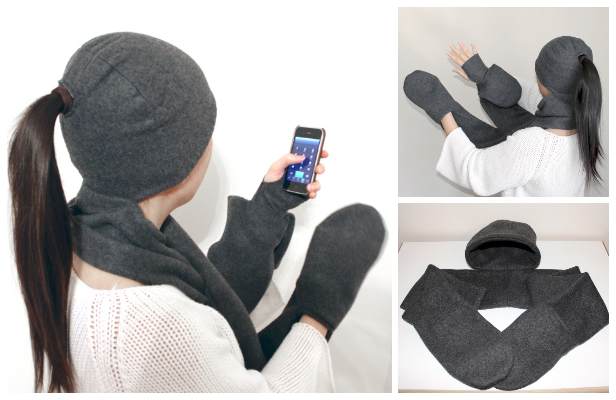 DIY Hat Glove Pocket Scarf Combo Free Sewing Pattern