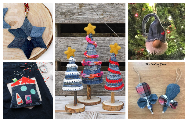 Upcycled Denim Jean Christmas Crafts DIY Tutorials