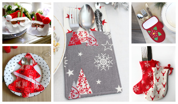 DIY Fabric Christmas Cutlery Holder Free Sewing Patterns