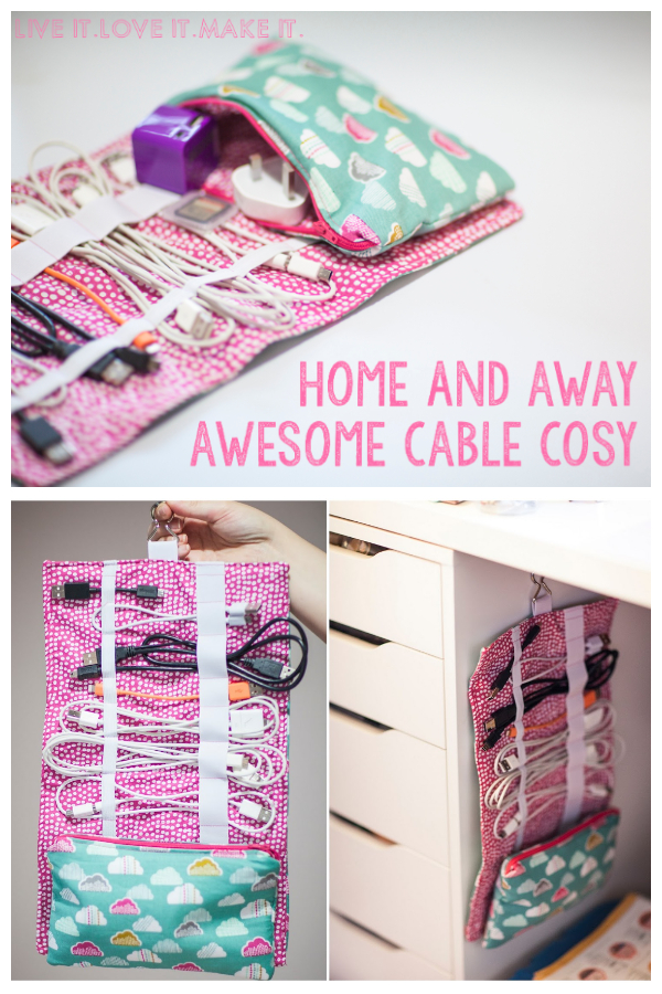 DIY Fabric Cable Cozy Clutch Free Sewing Pattern