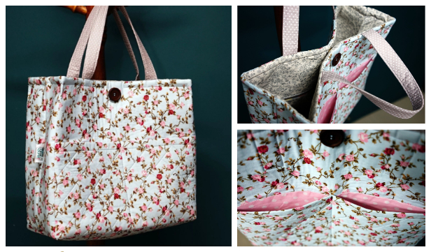 DIY Fabric Quilted Boxy Tote Bag Free Sewing Pattern