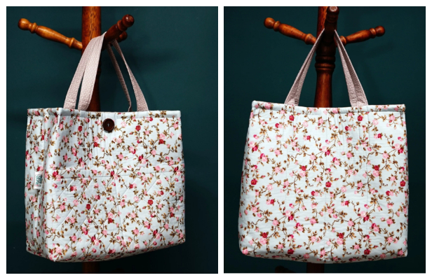 DIY Fabric Quilted Boxy Tote Bag Free Sewing Pattern
