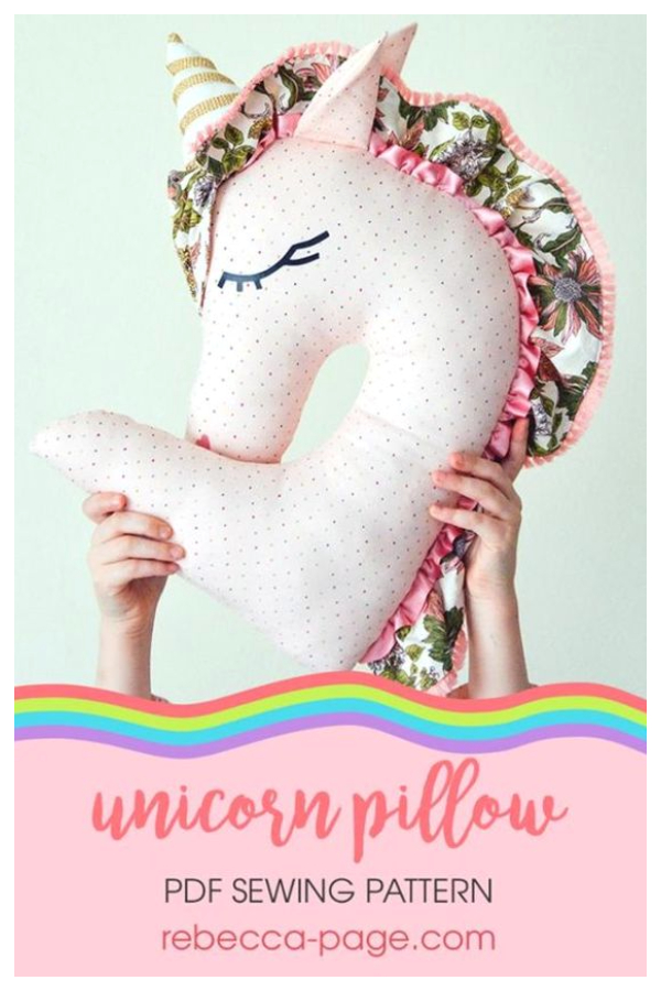 DIY Fabric Unicorn Pillow Free Sewing Patterns