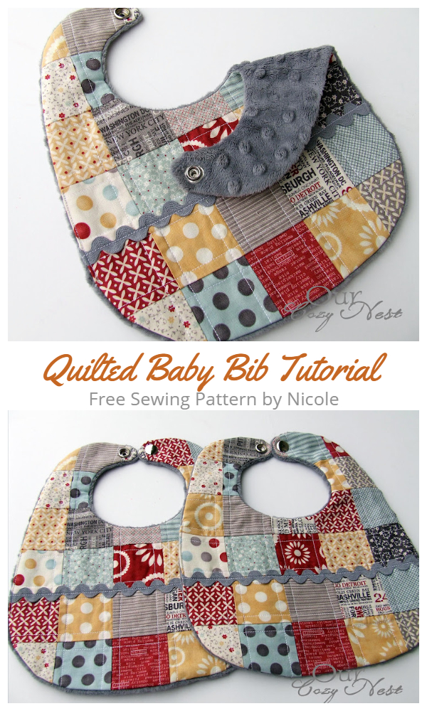 DIY Patchwork Quilted Baby Bib Free Sewing Patterns
