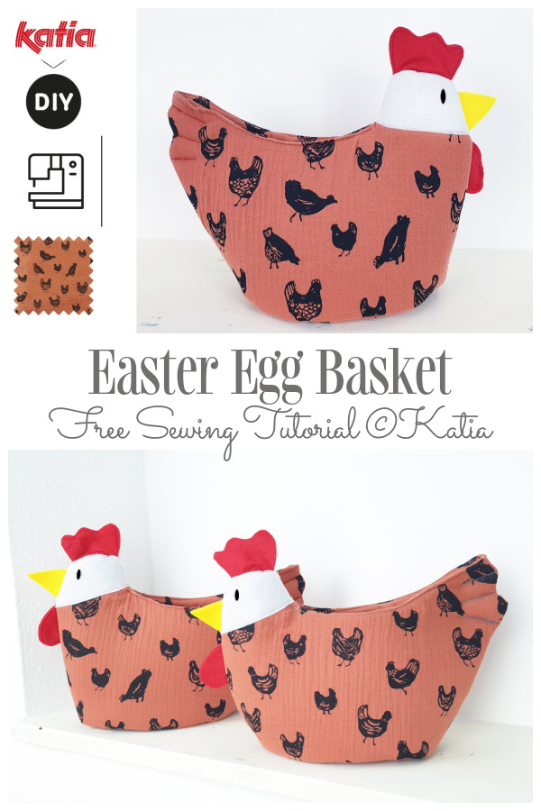 DIY Hen Shaped Easter Egg Basket Free Sewing Patterns + Video