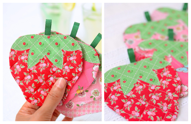 DIY Fabric Strawberry Coaster Free Sewing Patterns
