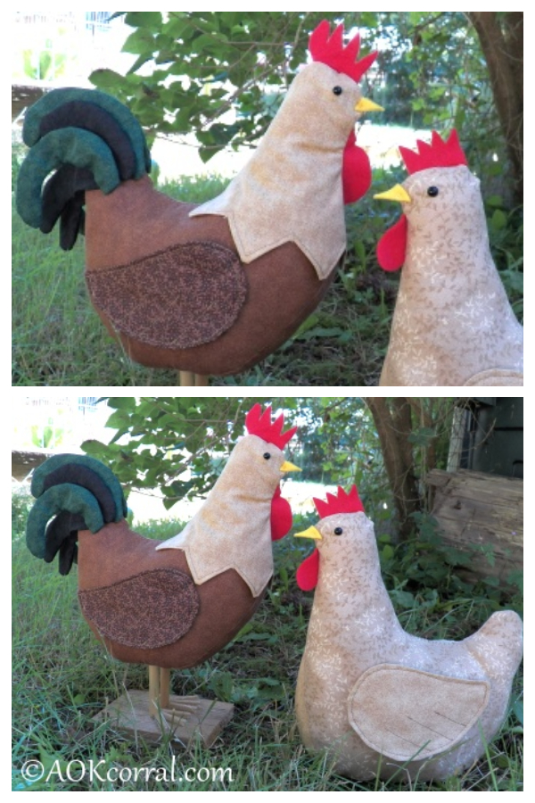 DIY Fabric Toy Stuffed Chicken Free Sewing Pattern