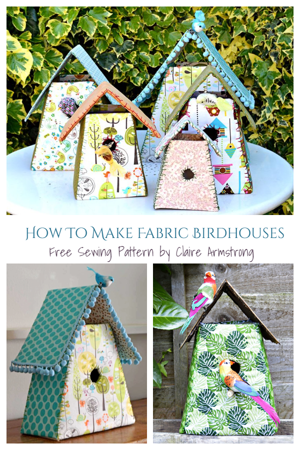 DIY 3D Fabric Birdhouses Free Sewing Patterns & Tutorials