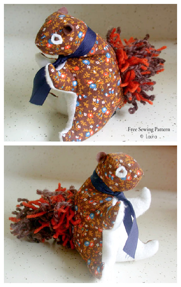 DIY Fabric Squirrel Toy Free Sewing Pattern