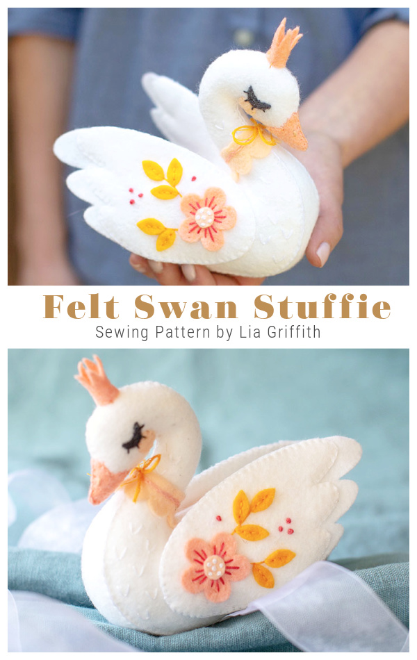 DIY Felt Swan Stuffie Sewing Patterns