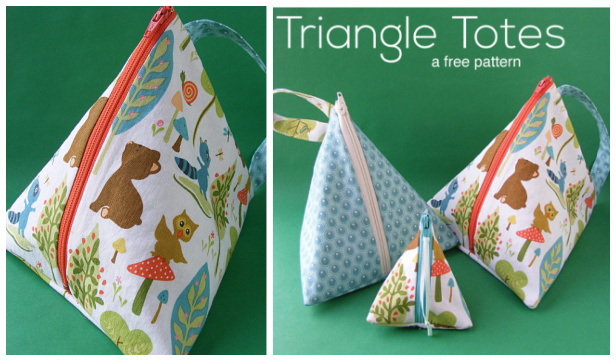 DIY Fabric Triangle Tote Bag Free Sewing Pattern
