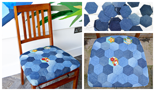 DIY Recycled Denim Patchwork Chair Free Sewing Patterns