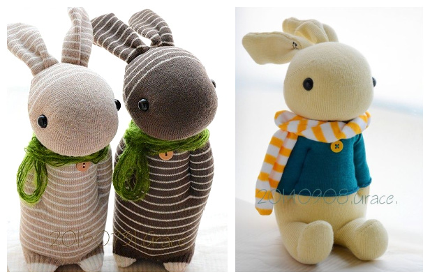 DIY Standing Sock Bunny Doll Free Sewing Patterns + Video