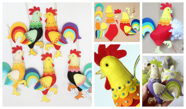 DIY Felt Rooster Free Sewing Patterns