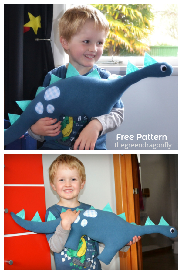 DIY Fabric Dinosaur Toy Free Sewing Patterns