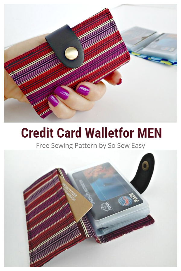 DIY Fabric Man Credit Card Wallet Free Sewing Pattern +Tutorial