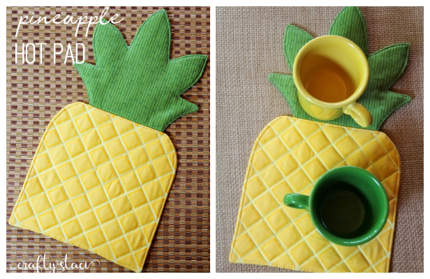 DIY Fabric Pineapple Hot Pad Free Sewing Pattern