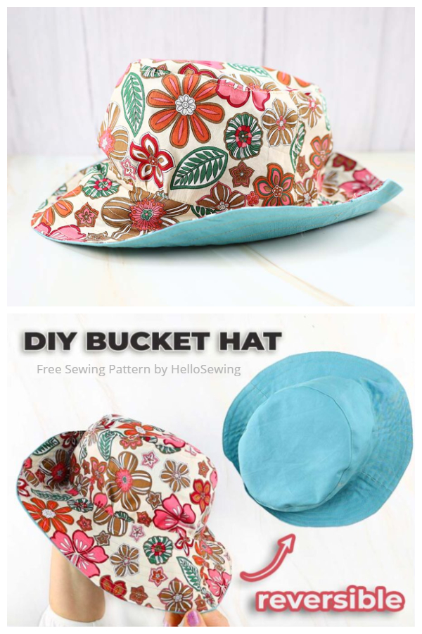 DIY Fabric Reversible Bucket Hat Free Sewing Pattern