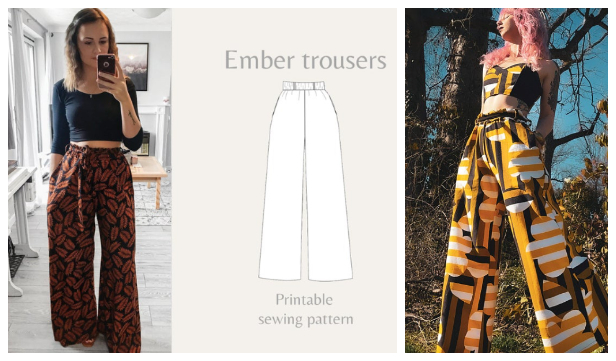 DIY Very Easy Fabric Wide-leg Paper bag Pants Free Sewing Patterns + Video