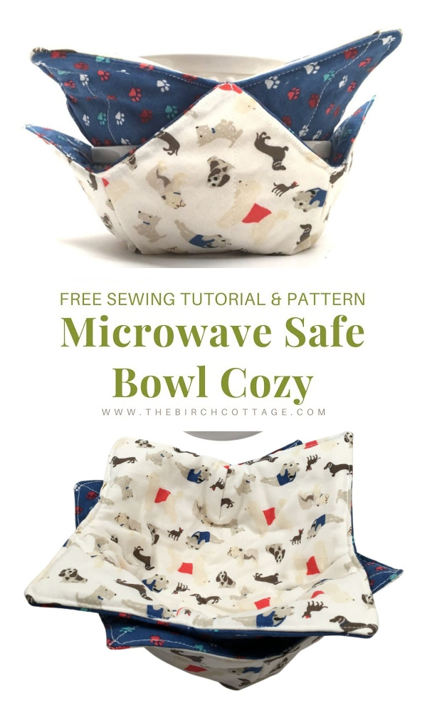 DIY Reversible Microwave Safe Bowl Cozy Free Sewing Pattern