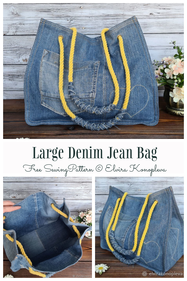 DIY Large Slouchy Jean Bag Free Sewing Patterns