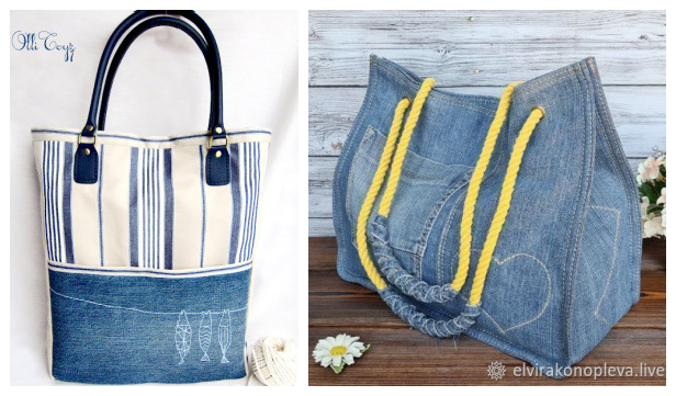 DIY Slouchy Jean Bag Free Sewing Patterns & Paid