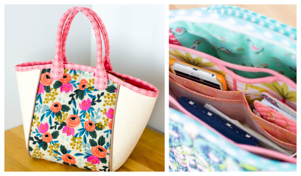 DIY Fabric Basket Tote Bag Free Sewing Pattern