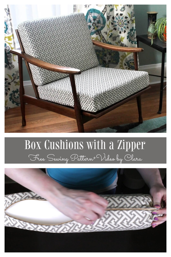 DIY Fabric Box Cushions with Zipper Free Sewing Pattern