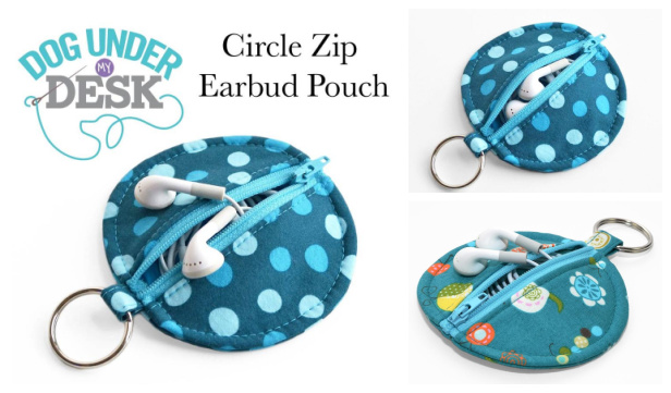 DIY Fabric Circle Zip Earbud Pouch Free Sewing Patterns