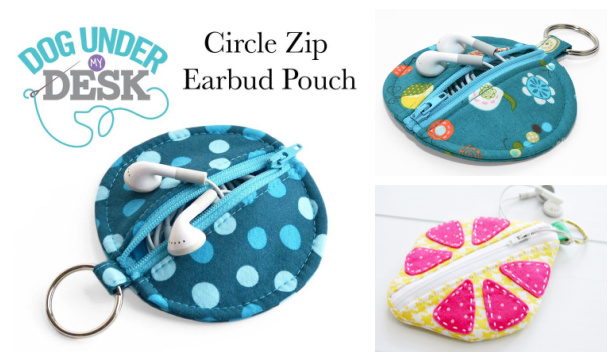 DIY Fabric Circle Zip Earbud Pouch  Free Sewing Patterns