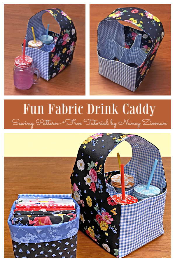 DIY Fun Fabric Drink Caddy Sewing Pattern + Free TUTORIAL