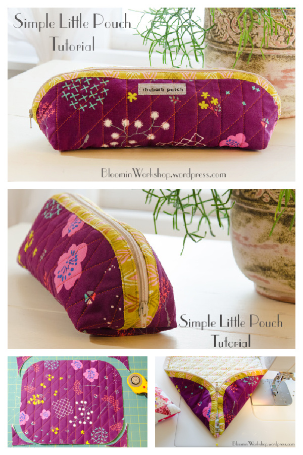 DIY Quilted Little Pouch Free DIY Tutorial - No Pattern Needed