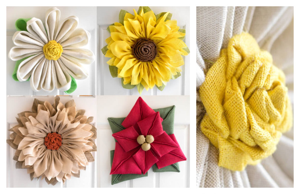 Easy 4-Season Burlap Flower Wreaths DIY Tutorial - No Sew