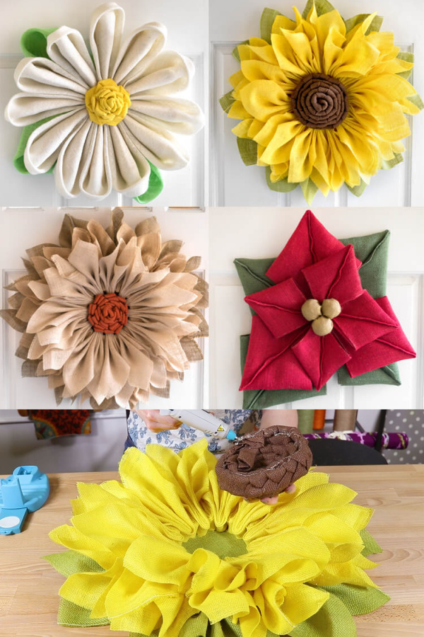 Easy 4-Season Burlap Flower Wreaths DIY Tutorial – No Sew