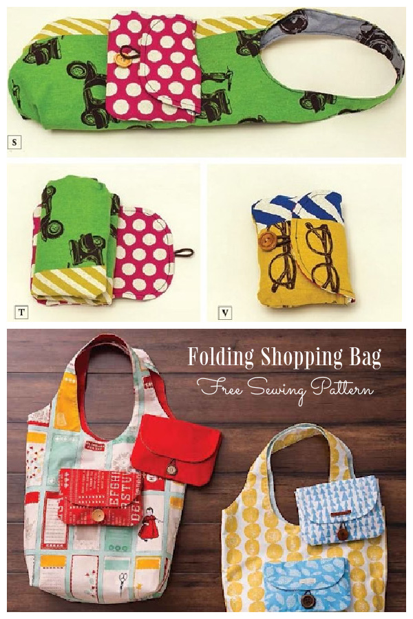 DIY Fabric Foldable Shopping Bag Free Sewing Patterns