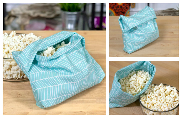 DIY Fabric Reusable Microwave Popcorn Bag Free Sewing Pattern