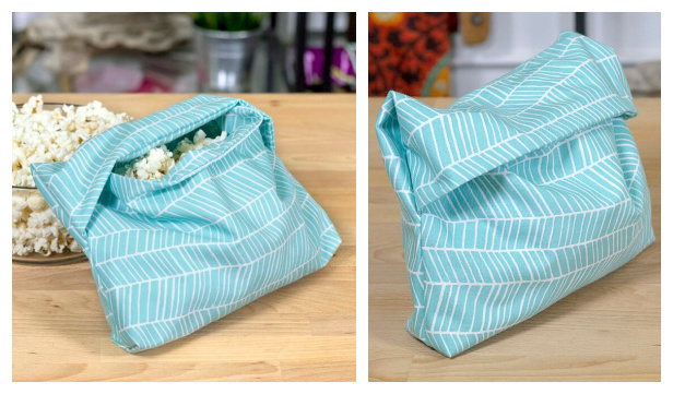DIY Fabric Reusable Microwave Popcorn Bag Free Sewing Pattern