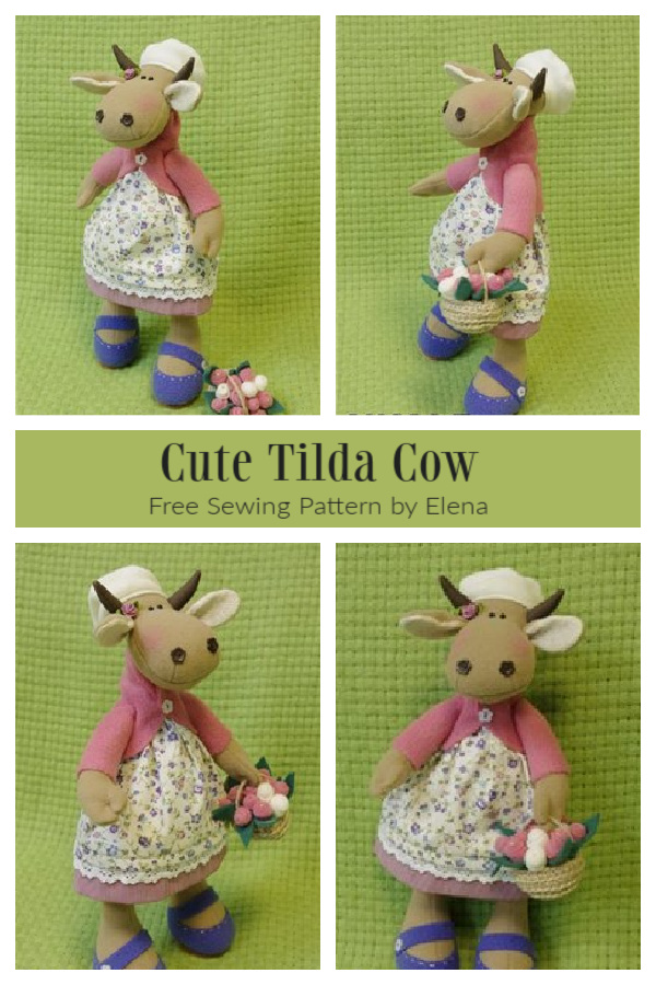 DIY Fabric Tilda Friends Cow Free Sewing Patterns