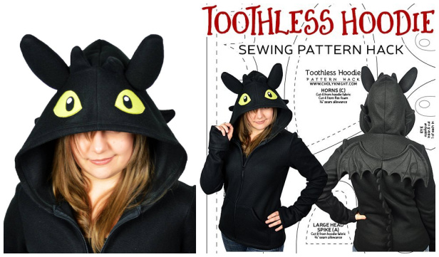 DIY Fabric Toothless Hoodie Free Sewing Pattern