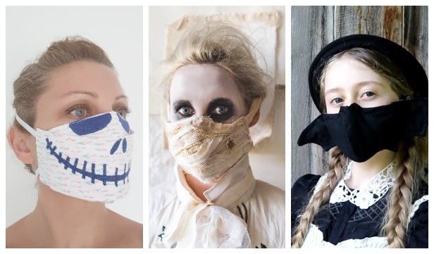 DIY Fabric Halloween Skellington Smile Face Mask Free Sewing Patterns