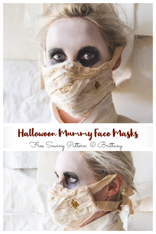 DIY Fabric Halloween Mummy Face Mask Free Sewing Patterns