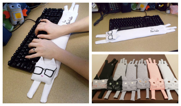 DIY Fabric Keyboard Cat Wrist Rest Free Sewing Pattern
