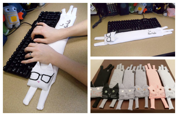 DIY Fabric Keyboard Cat Wrist Rest Free Sewing Pattern