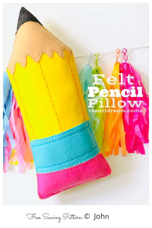 DIY Felt Pencil Pillow Free Sewing Patterns 