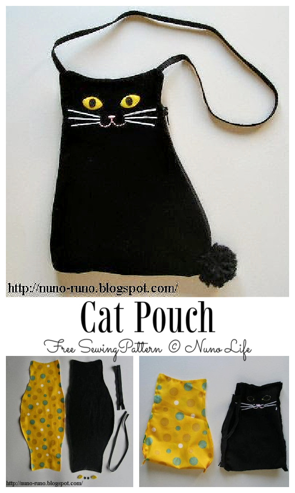 DIY Fabric Cat Pouch Free Sewing Pattern